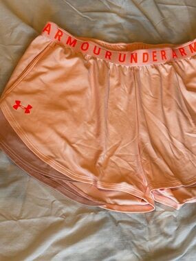 Under Armour Light Coral Athletic Shorts with Pink Waistband